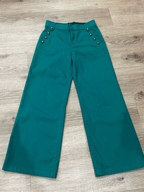 St. John’s Bay Wide Leg Sailor Pants Size 6 Teal Green High Rise